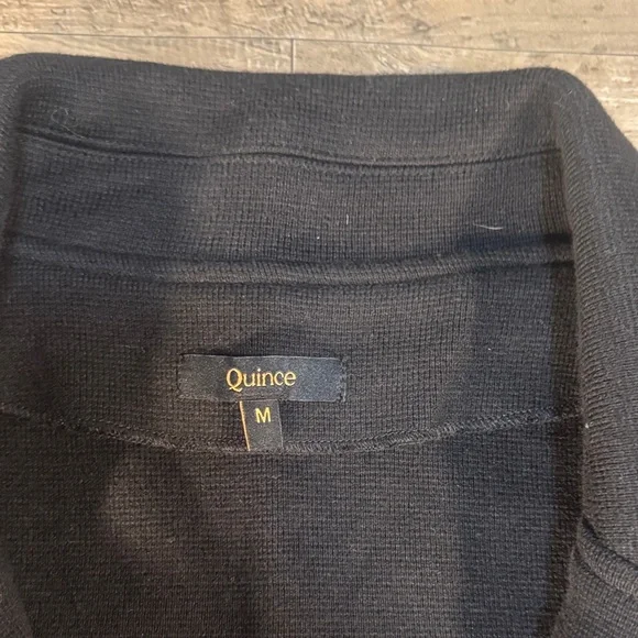 Quince 100% Cotton Black Open Front Knit Quarter Sleeve Cardigan - Size M - Picture 2 of 12